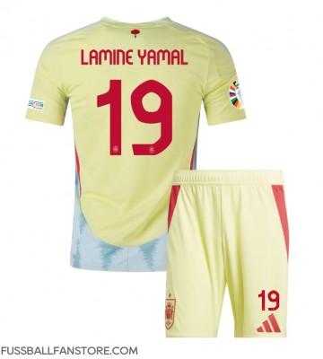 Spanien Lamine Yamal #19 Replik Auswärtstrikot Kinder EM 2024 Kurzarm (+ Kurze Hosen)